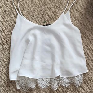 white tank top w lace trim